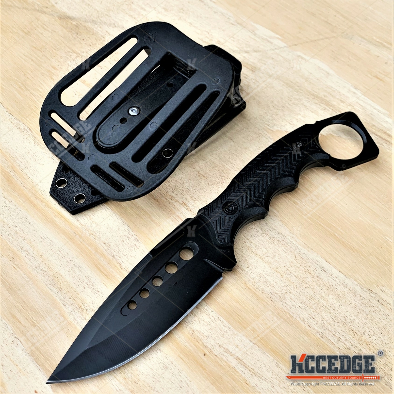9″ FULL TANG FIXED BLADE KNIFE Kydex Sheath Hunting Knife Drop Point Blade