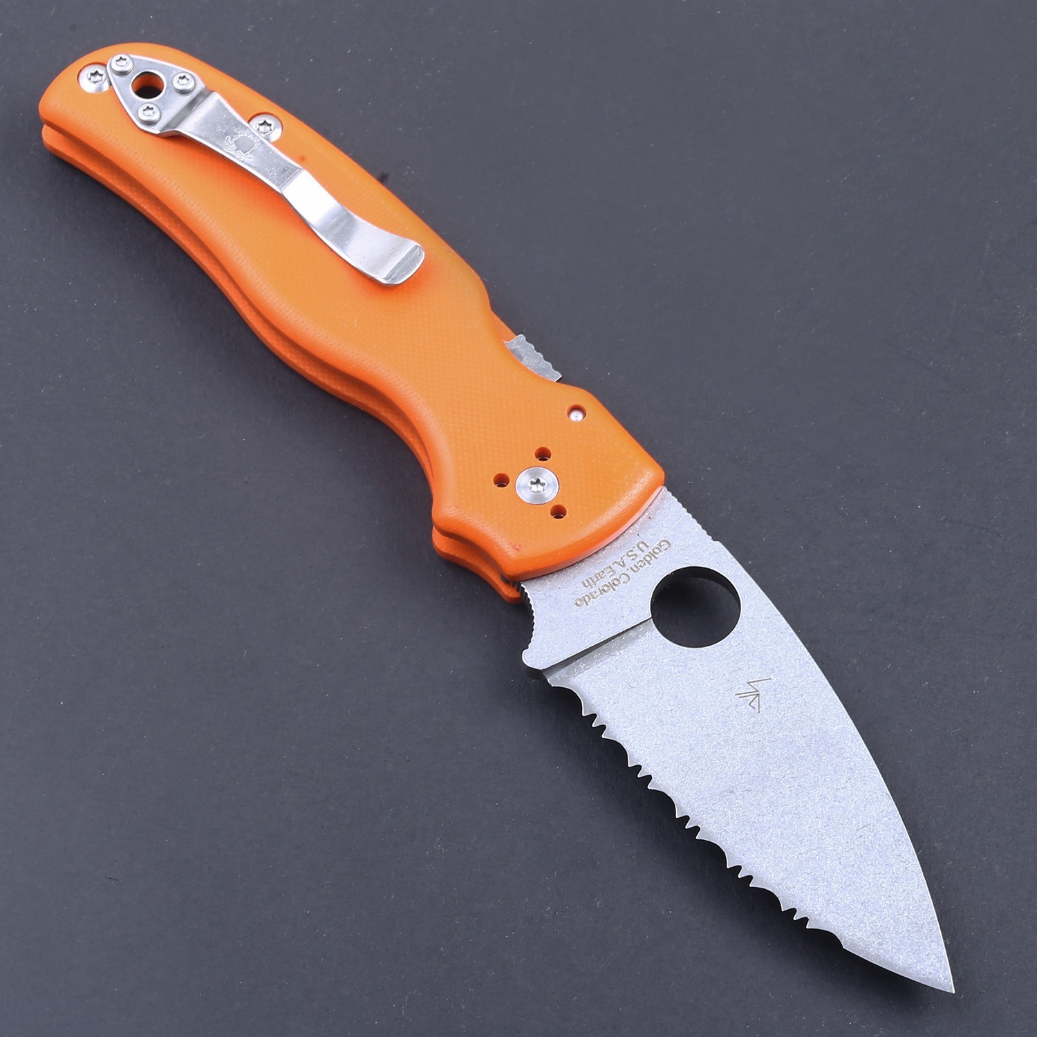 2026 Orange G10 Handle Thick Heavy Duty Pocket Knife Folding Serrated Blade