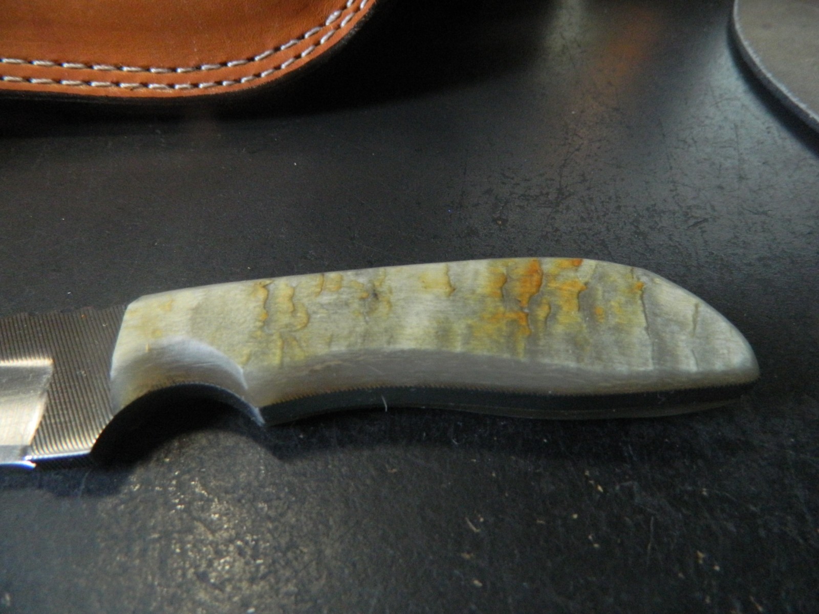 ANZA KNIVES 7.75″-8″ O.A. GENUINE SHEEPS HORN HANDLE BLADE FILE STEEL LEA. SH.