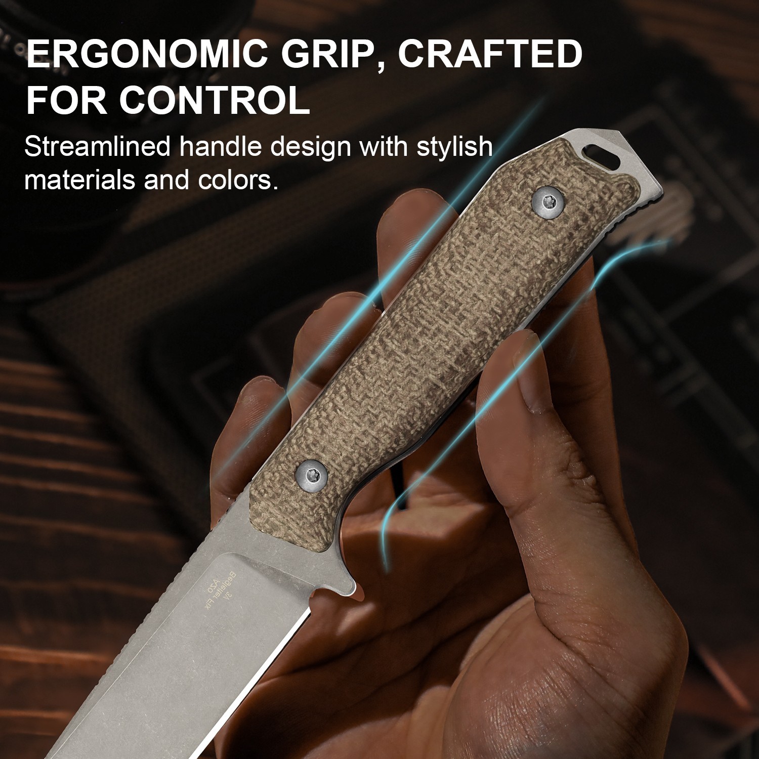 Kizer Begleiter Fix Fixed Knife 3V Blade Micarta Handle With Sheath 1045MD1