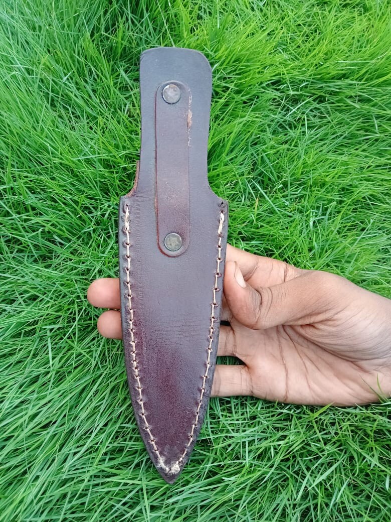 5.5”Fixed Double Edged Dagger Blade Leather Sheath / Holster /vertical Knife