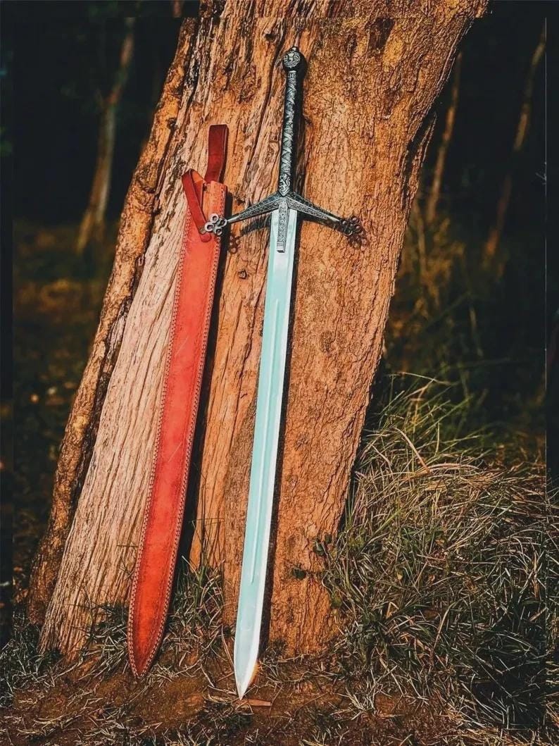 Custom Handmade Damascus Steel Blade Survival Viking Sword Hunting Sword Camping