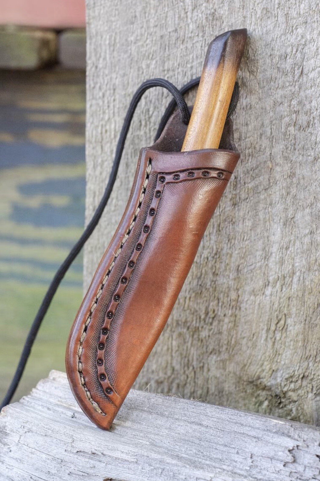 Leather Sheath For Straight Fixed Blade Knife Up To 8”Blade holster Neck String