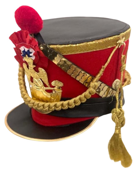 Red French officers 1812 Helmet with Gold