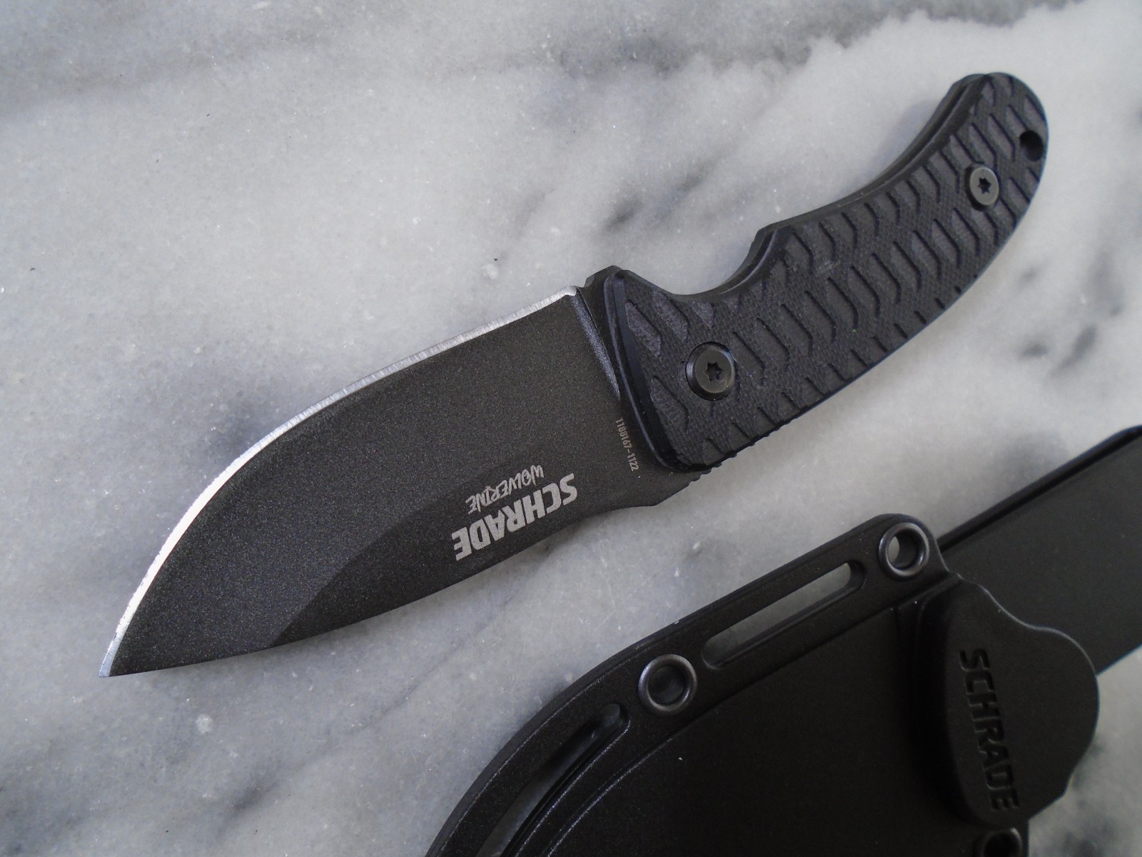 Schrade Mini Wolverine Fixed Blade Hunter Knife Full Tang Teflon 65MN G10 New