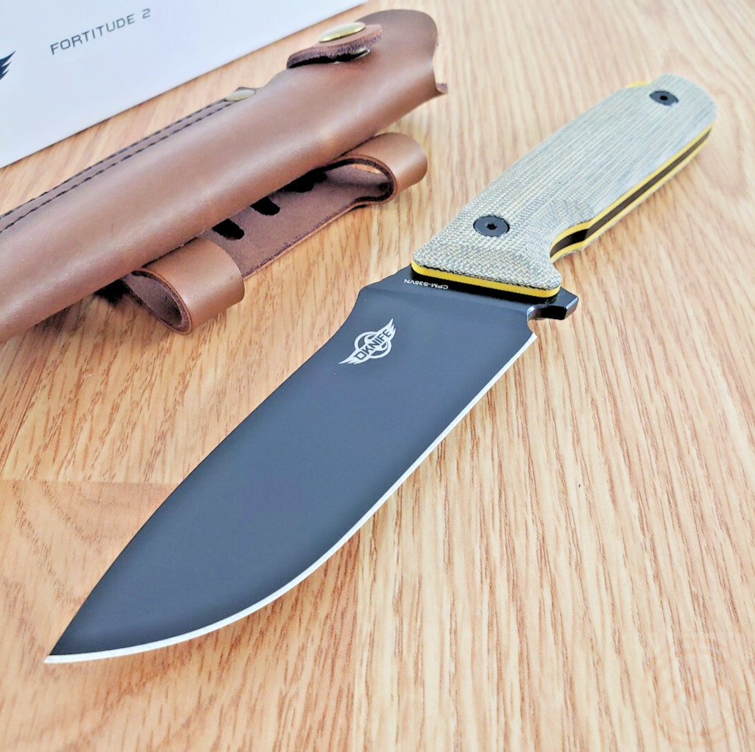 Oknife Fortitude 2 Fixed Knife 4″ Black CPM S35VN Steel Blade Micarta/G10 Handle