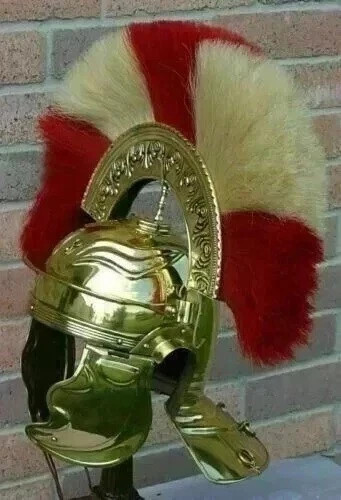 Medieval Knight Antique Brass Roman Centurion Helmet With Plume Collectibles