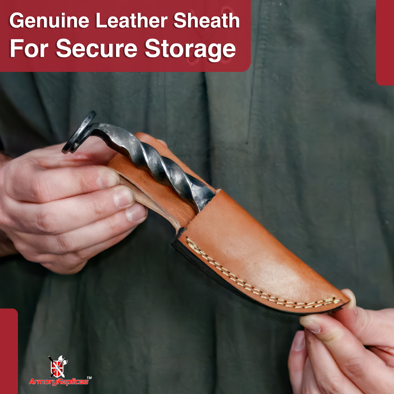 Full Tang Hand Forged Spike Knife Leather Sheath Outdoor & Camping