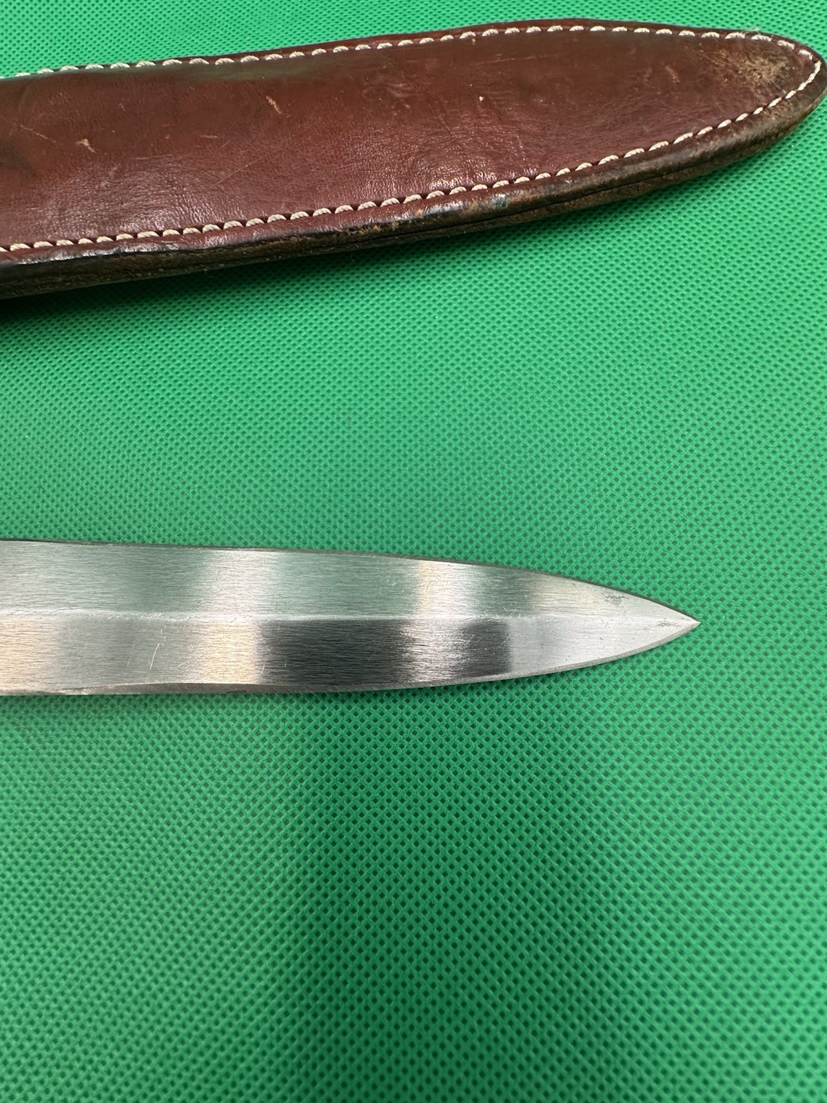 Vintage Italy Stiletto Double Edged Spear Point Fighting Knife With Sheath