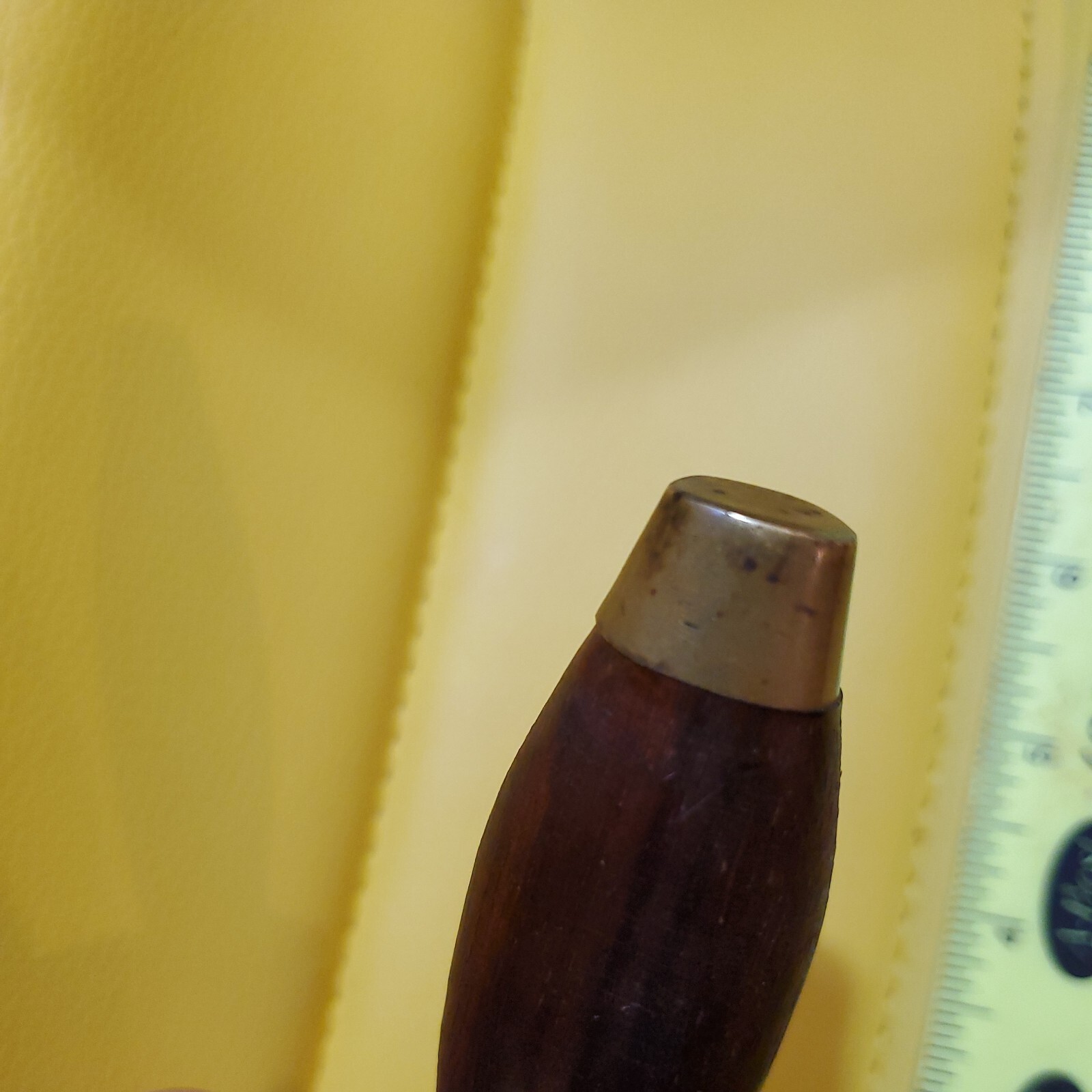 Vintage 4″ Knife Dagger Wooden Handle Brass Pommel and Hilt with Leather Sheath