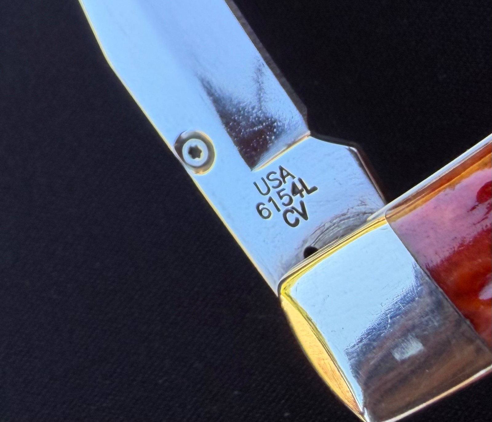 2017 Case XX USA 6154L CV Trapperlock Red Bone Linerlock Pocket Knife Used