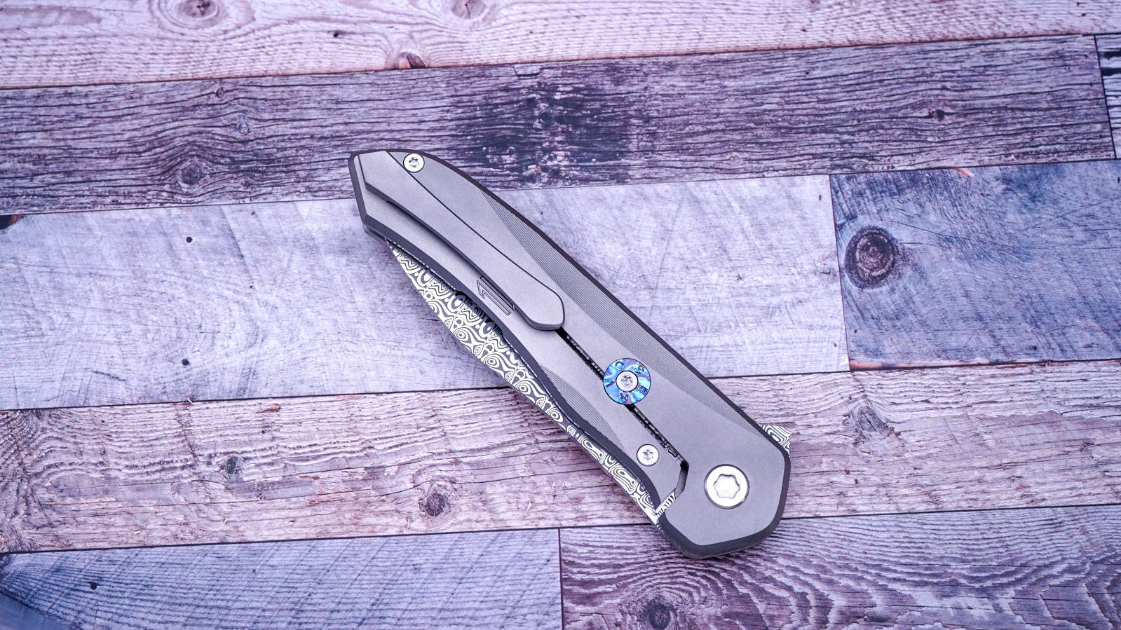 Brown Knives Servo, Damasteel Blade, Milled Ti Handle Scales, #048, Craig Brown