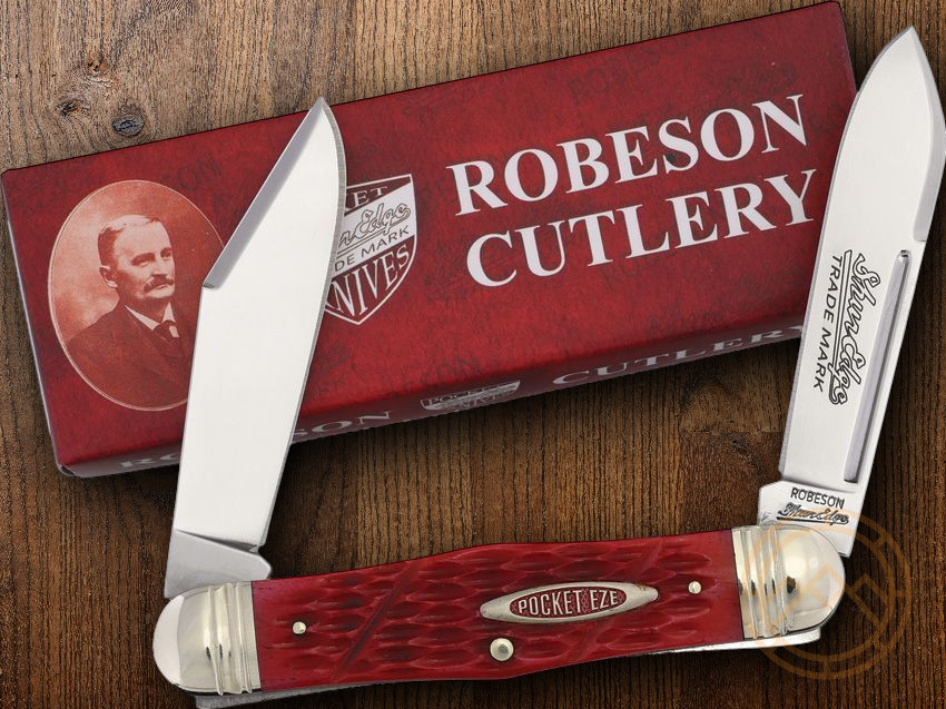 Robeson Swellcenter Moose Pocket Knife Stainless Steel Blades Jigged Bone Handle