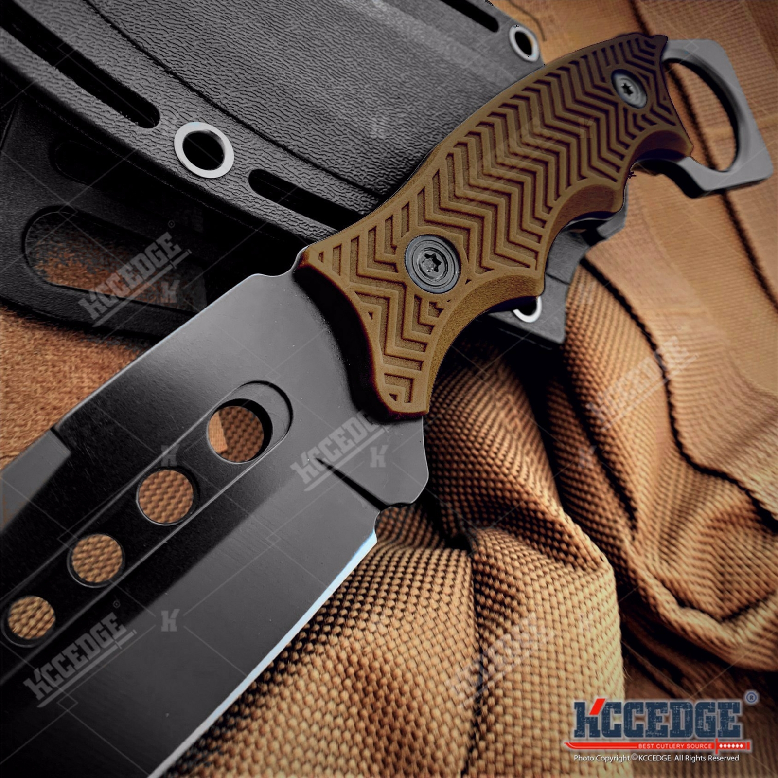 9″ Full Tang Fixed Blade Tactical Survival Knife Coyote Brown w/ Sheath