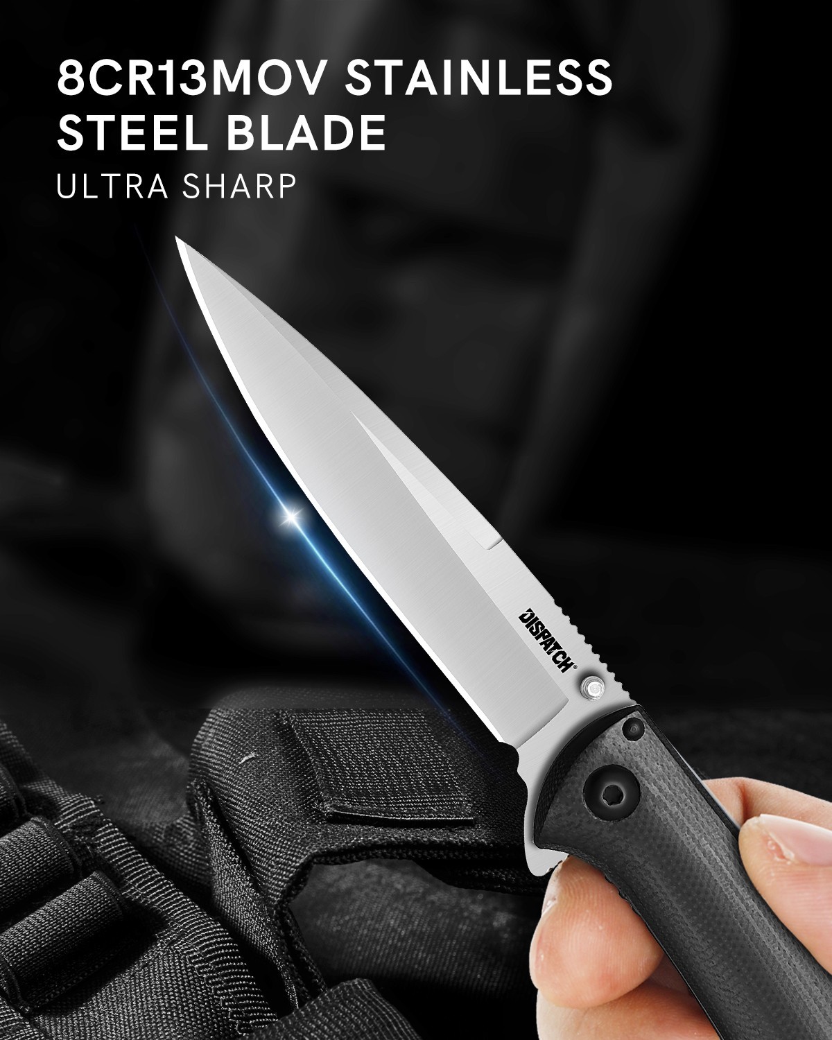 4.3″ 8Cr13MoV Blade, G10 Handle, Tactical Design with Pocket Clip