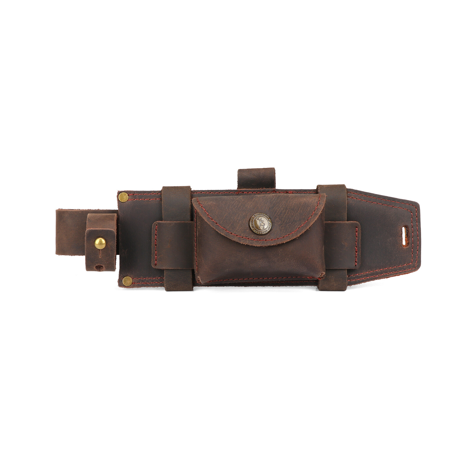 TOURBON Survival Leather Tracker Knife Sheath Horizontal Belt Holster with Pouch