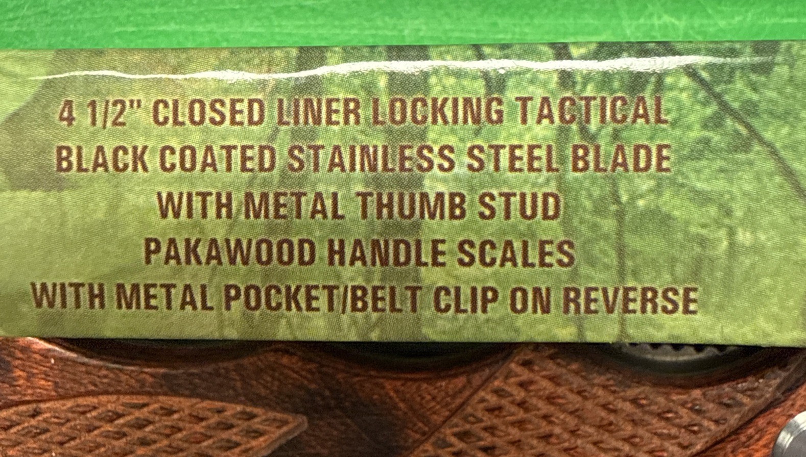 KNIFE FROST CUTLERY, BITTERNUT HICKORY 18-016W/B, 4 1/2 INCH BLADE CLOSED