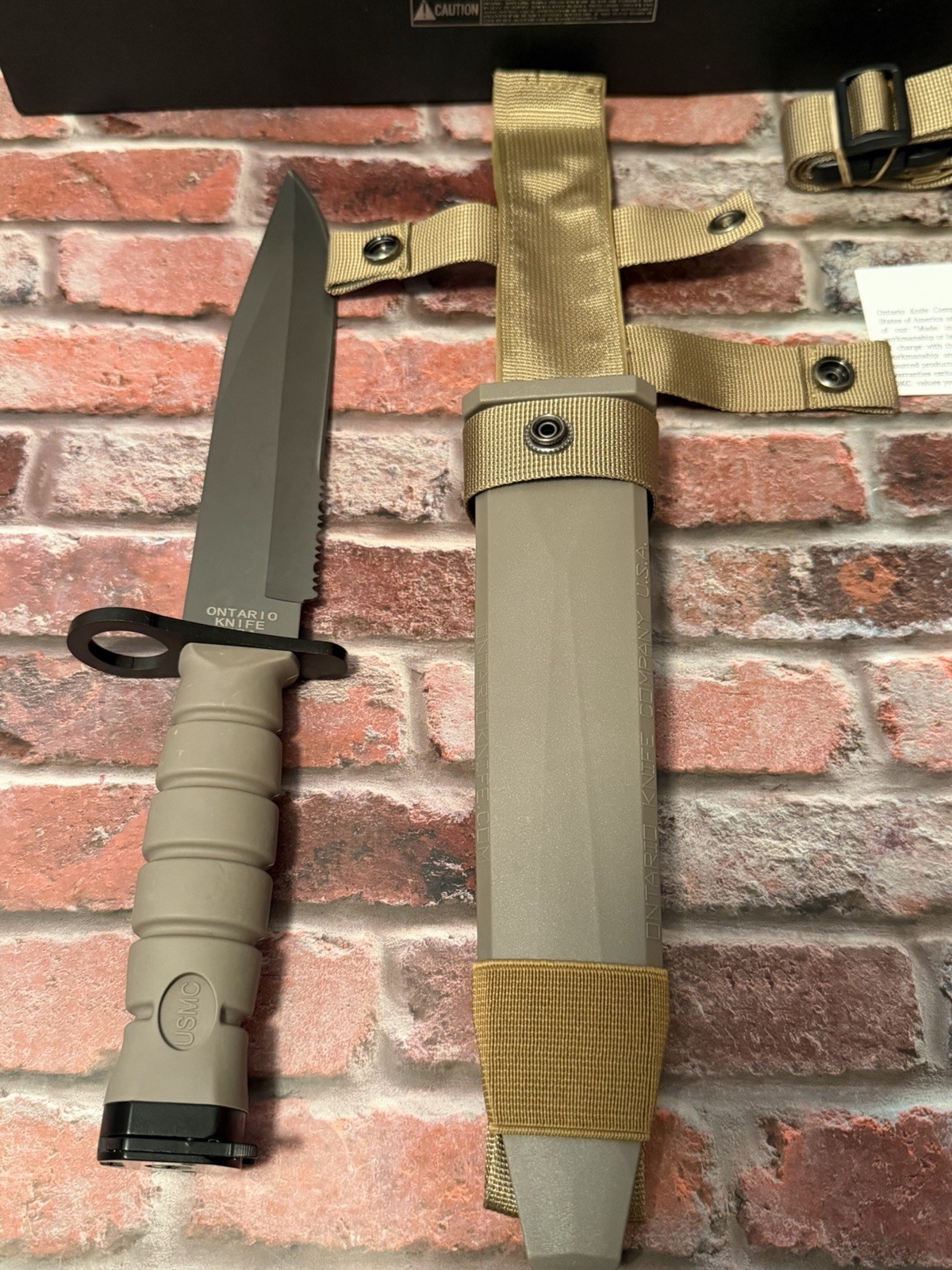 USMC Ontario OKC 3S Combat Fixed Blade Knife Bayonet with Sheath Never Used
