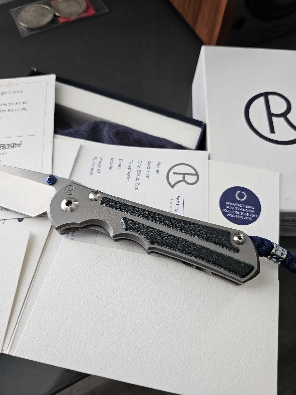 Chris Reeve Large Inkosi BIue Denim Micart Inlay S45VN Drop Point