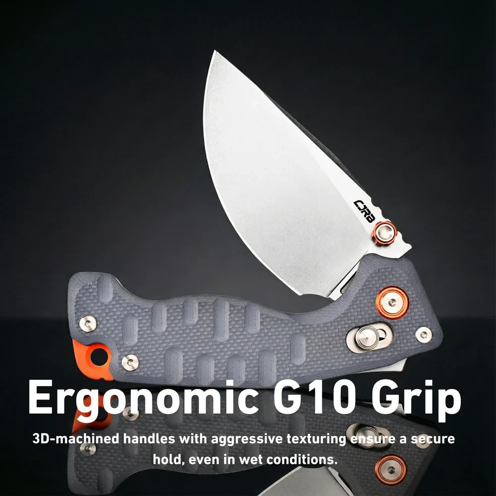 CJRB Doubletap Folding Knife 3⅞» D2 Tool Steel Drop Point Blade Blue G10 Handle