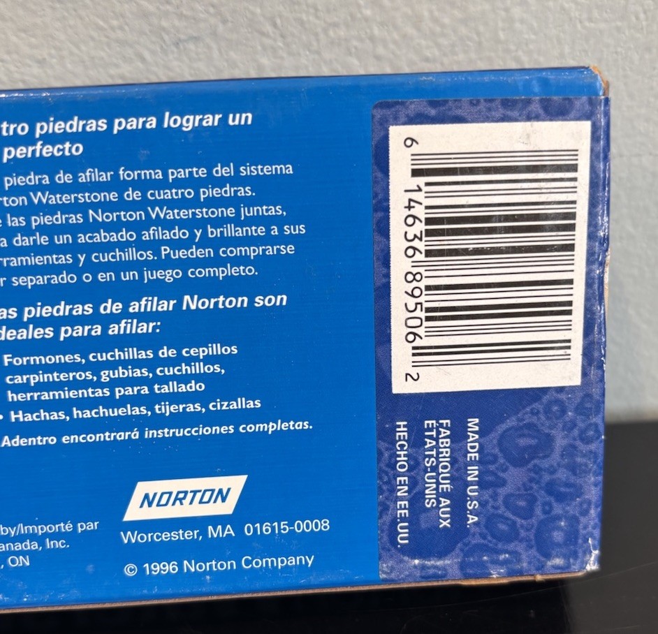Norton Waterstones Single Grit 1000 8″ x 3″ x 1″ Unused Open Plastic