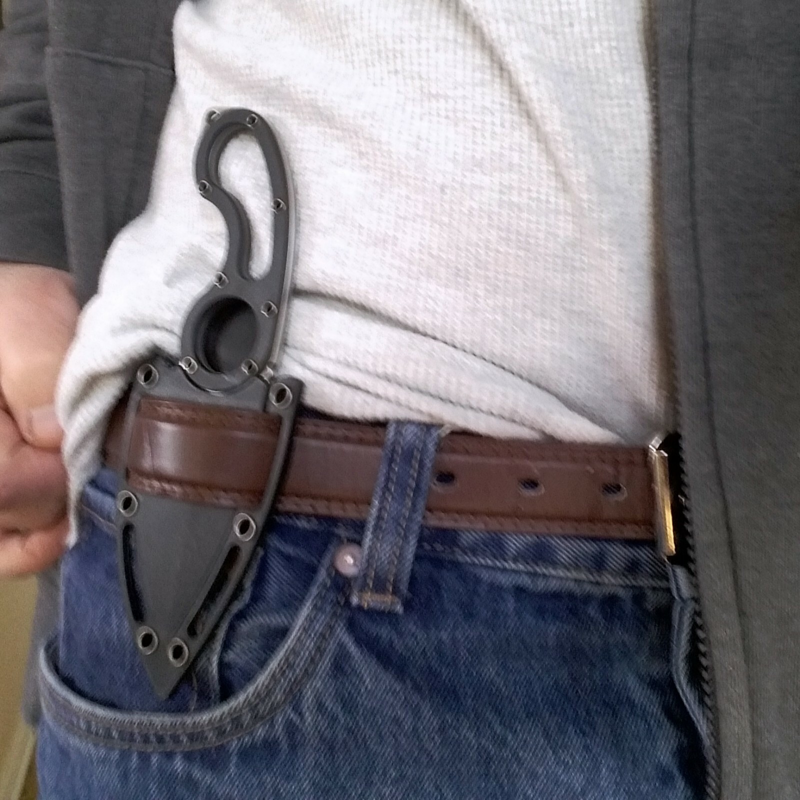 Concealed Carry Full Tang Fixed Blade Boot Neck Knife w/ Finger Hole EDC Sheath