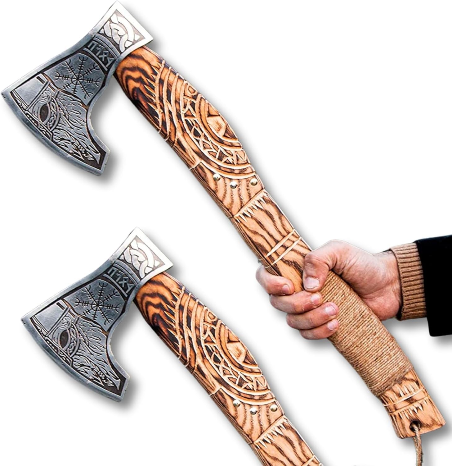 WIZCRAFTS 18-Inch Viking Tomahawk Carbon Steel Axe with Durable Rosewood Handle