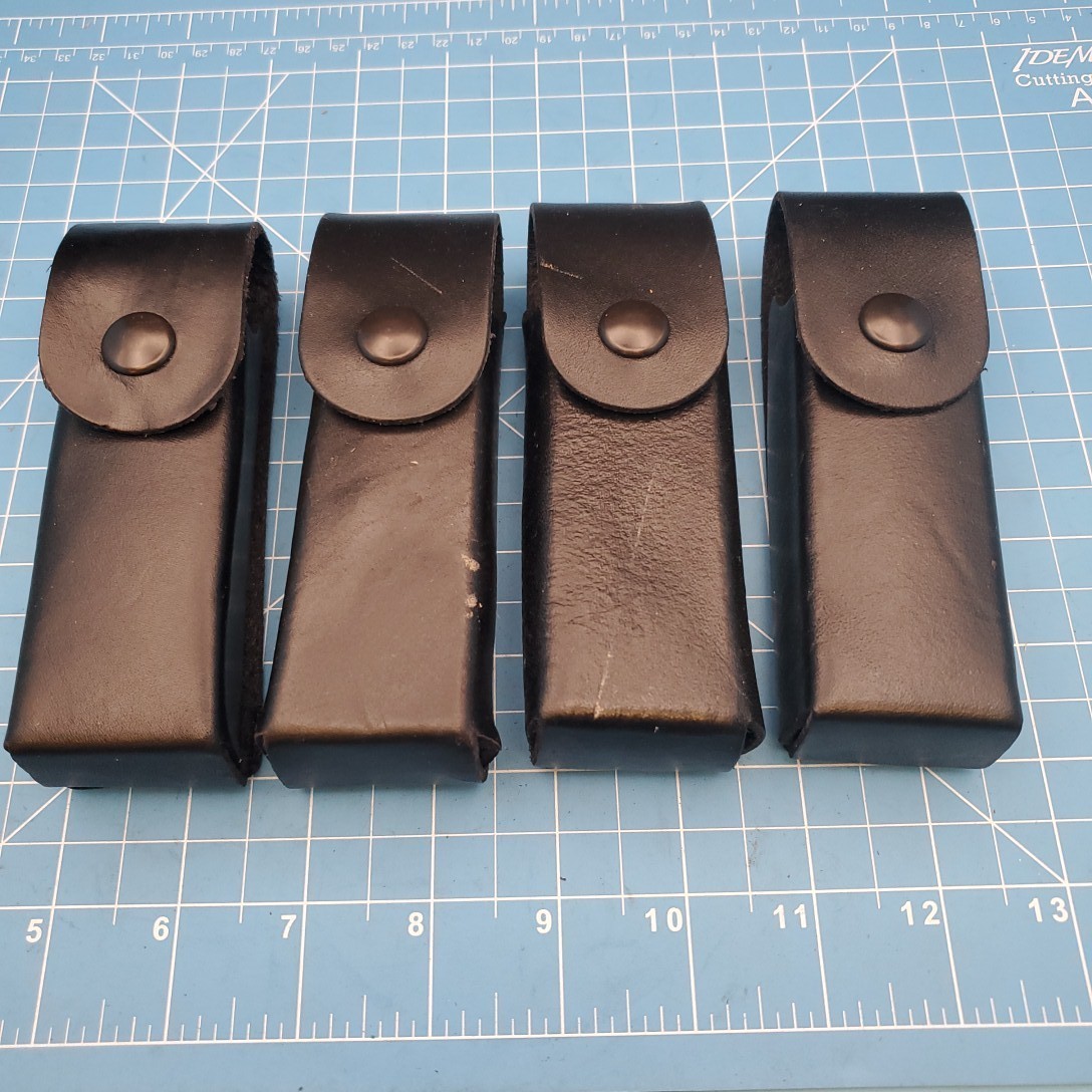 Folding Blade Knife Sheath Black Leather Multi Tool Belt Pouch Case 5.5″x5.25