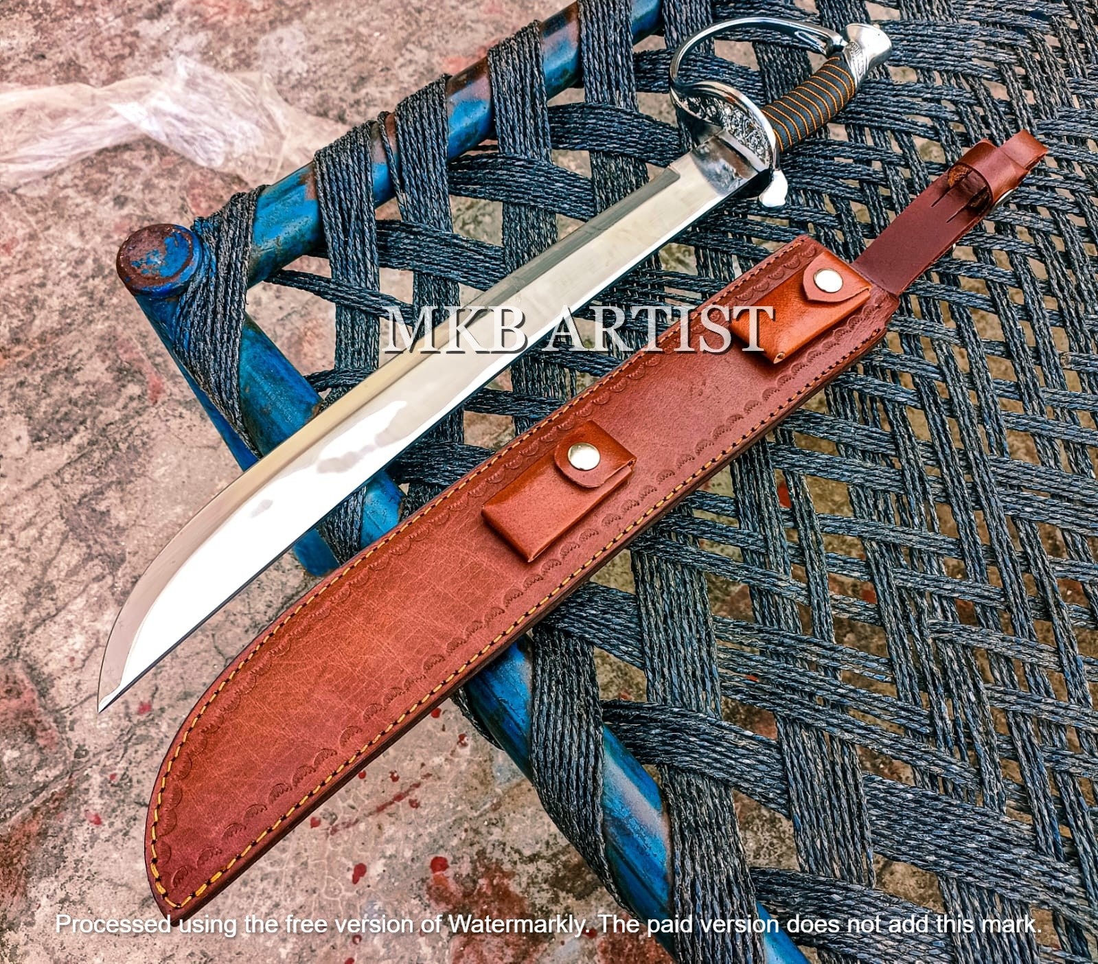 HAND FORGED HIGH CARBON STEEL CUTLASS SWORD WITH SHEATH