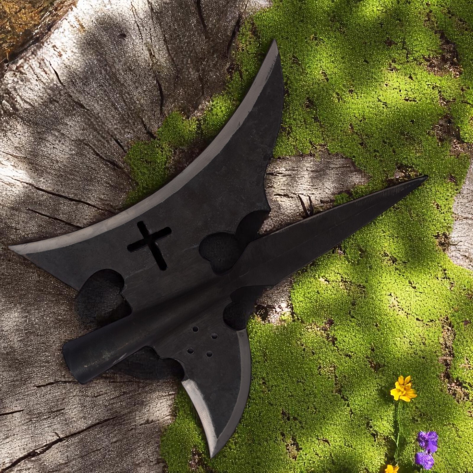 18 Century Hand Forged Medieval Halberd With Cross Design.