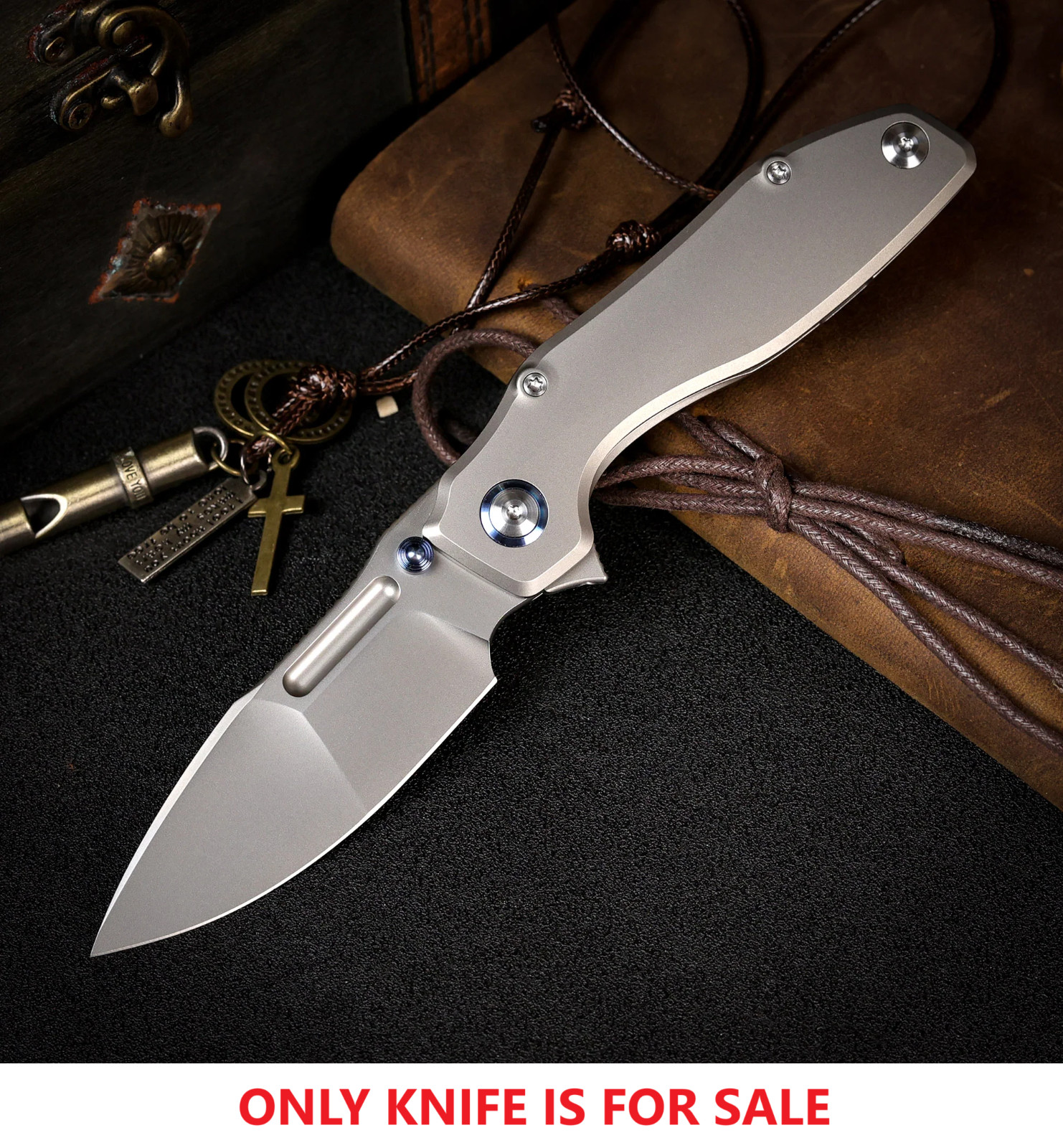 REMETTE TwoFace Folding Knife 3″ Bohler M390 Steel Blade Gray Titanium Handle