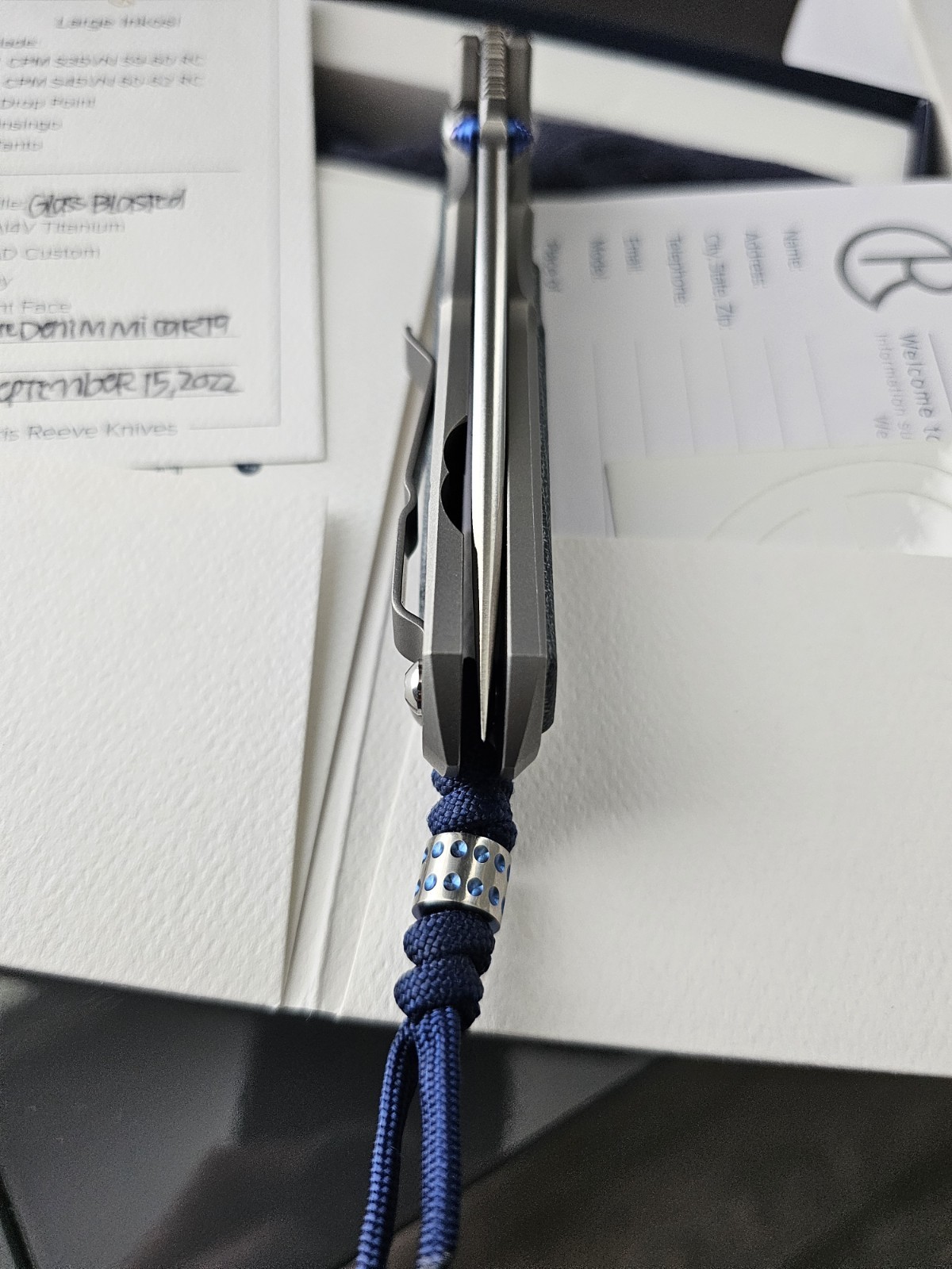 Chris Reeve Large Inkosi BIue Denim Micart Inlay S45VN Drop Point