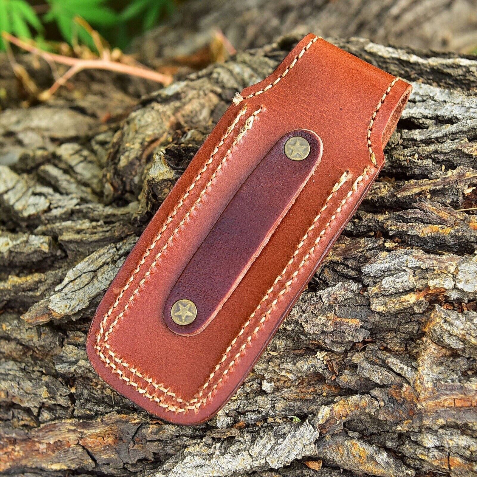 Handmade Pocket Folding Knife Sheath 5.5″ Leather Belt Holster Cover Camping