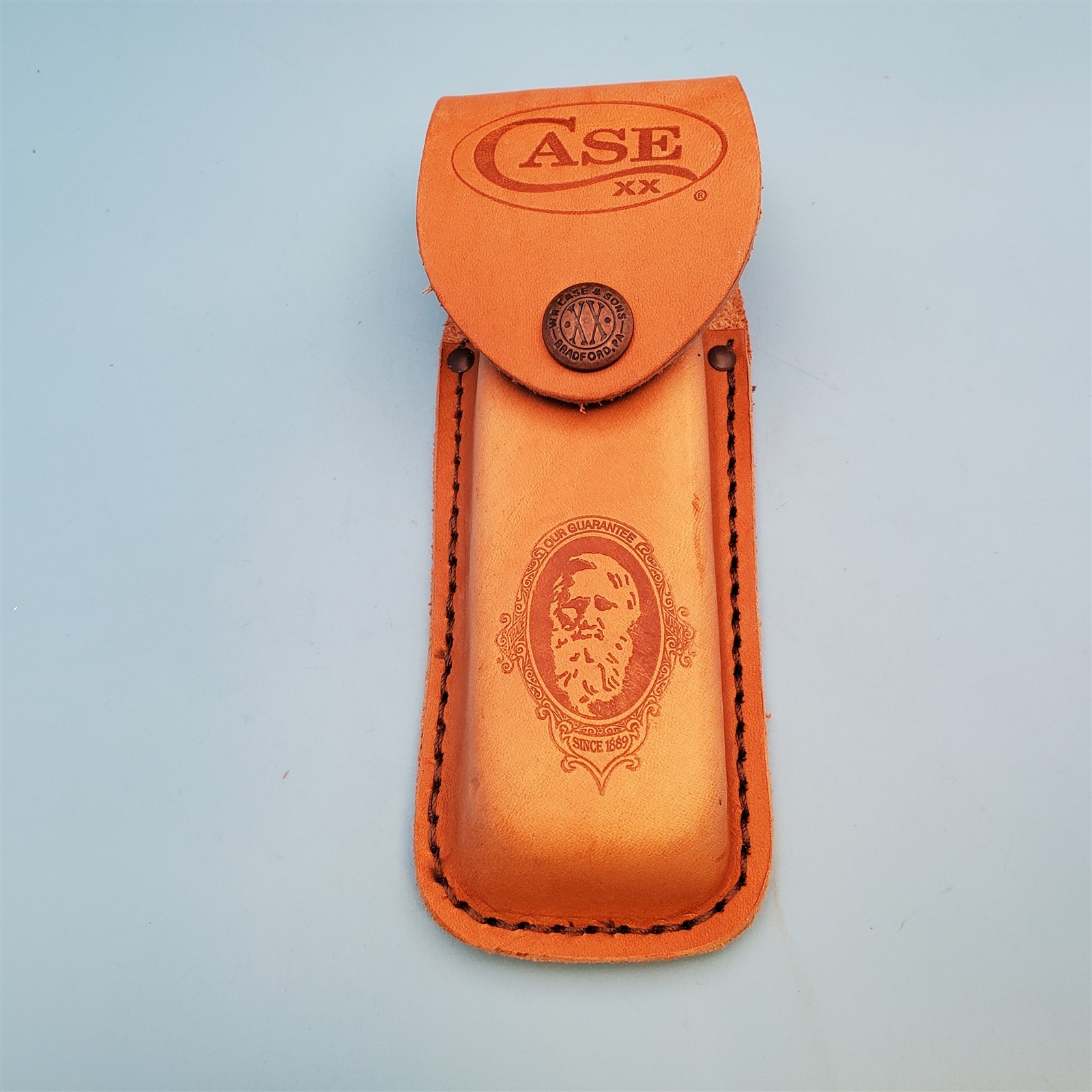 Case XX Pocket Knife Sheath Brown Leather Folding Blade Hunter Case 6″ FS