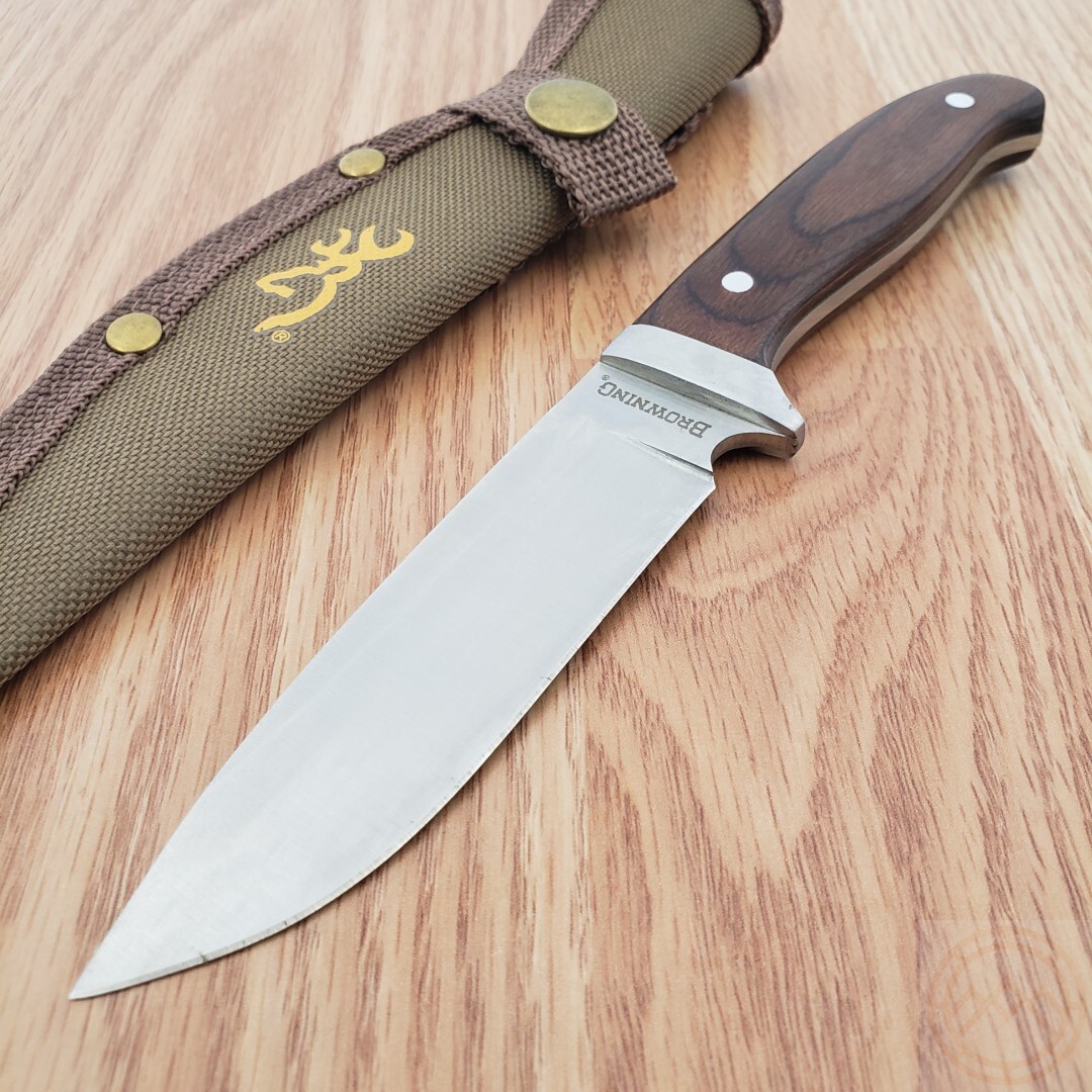 Browning Skinner Fixed Knife 4″ Stainless Steel Full Tang Balde Wood Handle