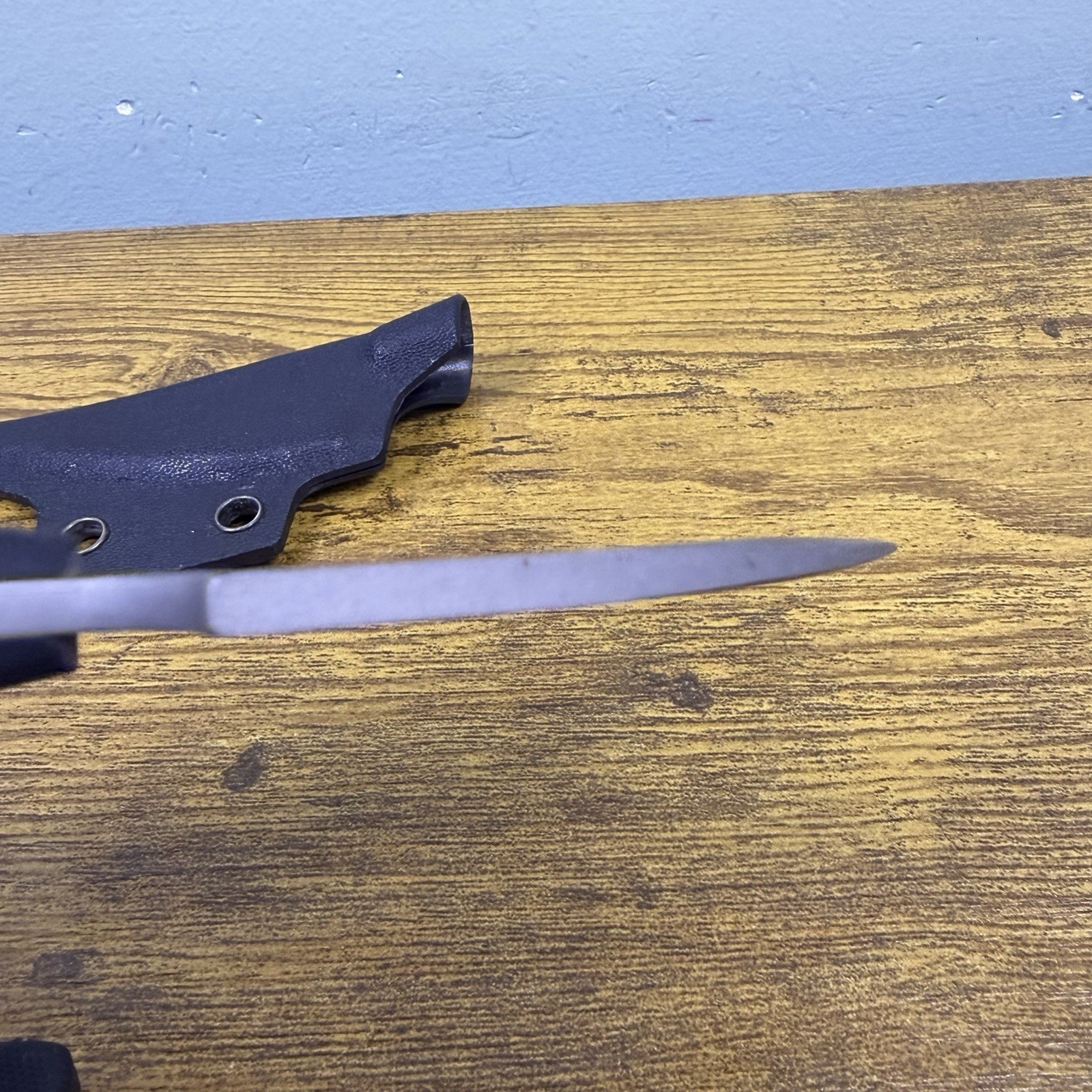 Shivworks Clinch Pick Fix Blade Knife & Sheath 5” Black Full Tang Reverse Edge