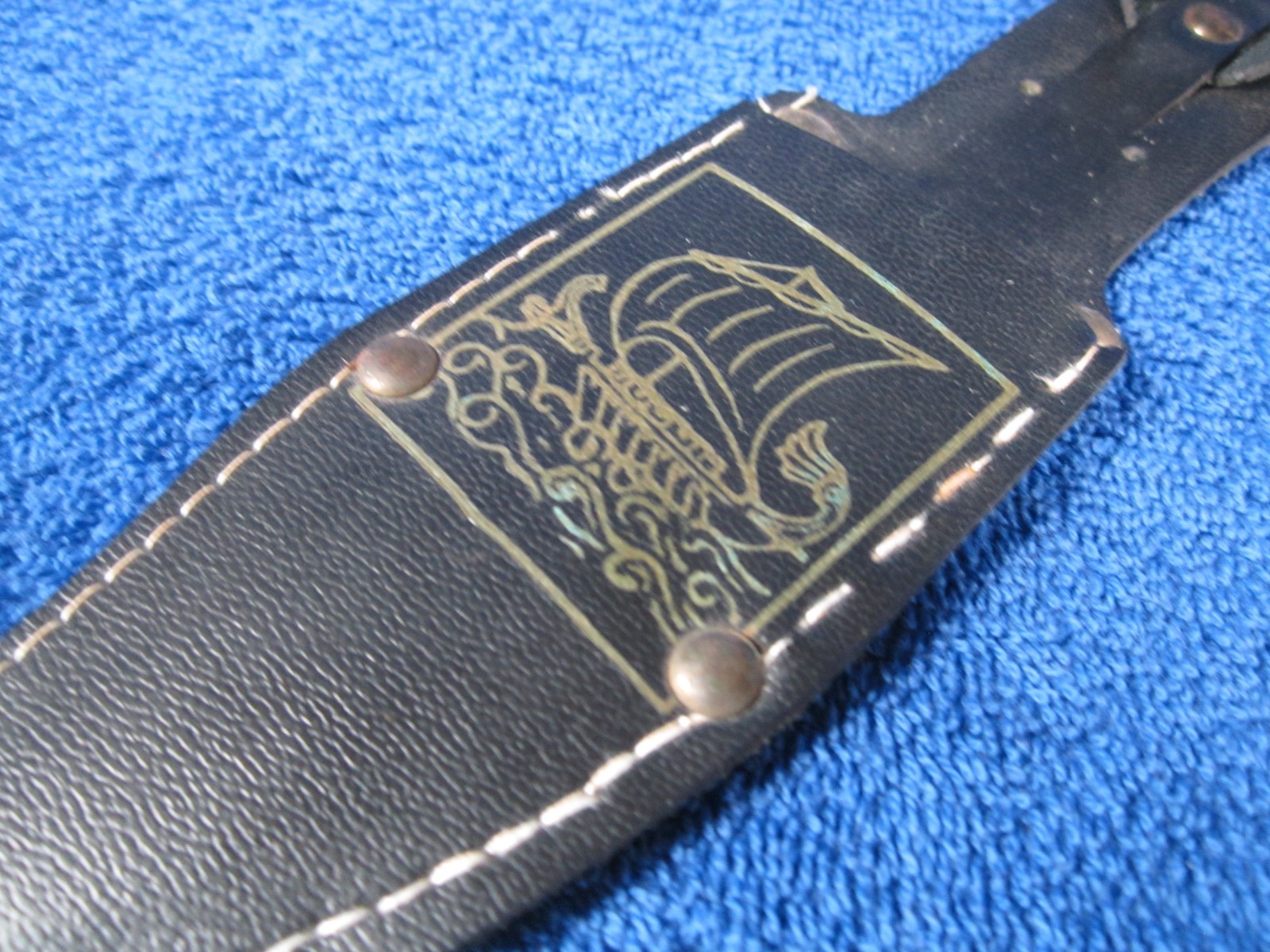 Greek Dagger Replica 8.5 Inch Knife Leather Sheath 1980s Greece Stainless