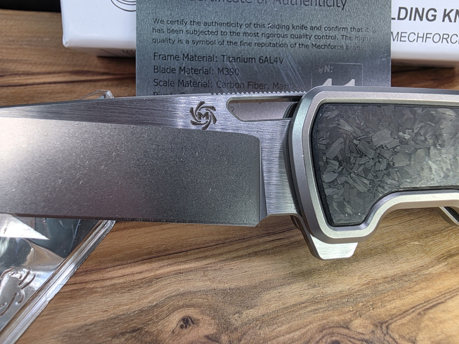 Mechforce Knives M1 Titanium/CF Handle & Bohler M390 Blade Folding Knife #41 NIB