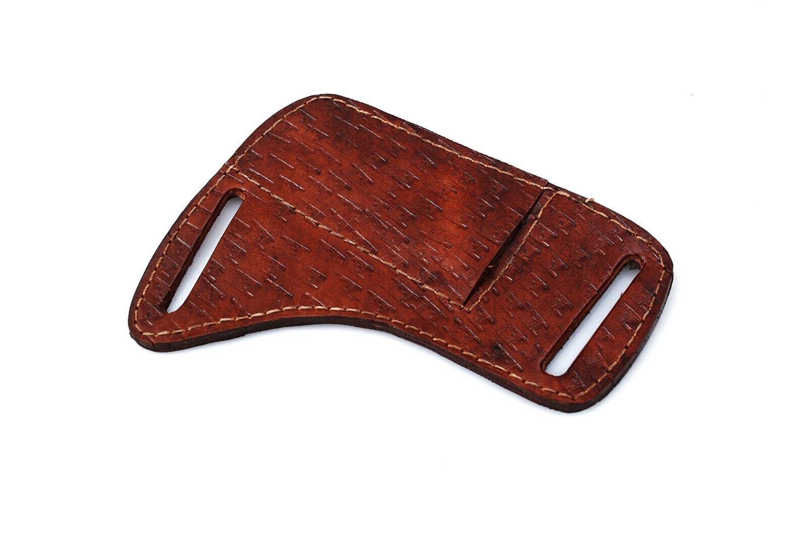 HANDMADE LEATHER ENGRAVED HORIZONTAL 6″ SHEATH FOR FOLDING POCKET KNIFE BUCK 110