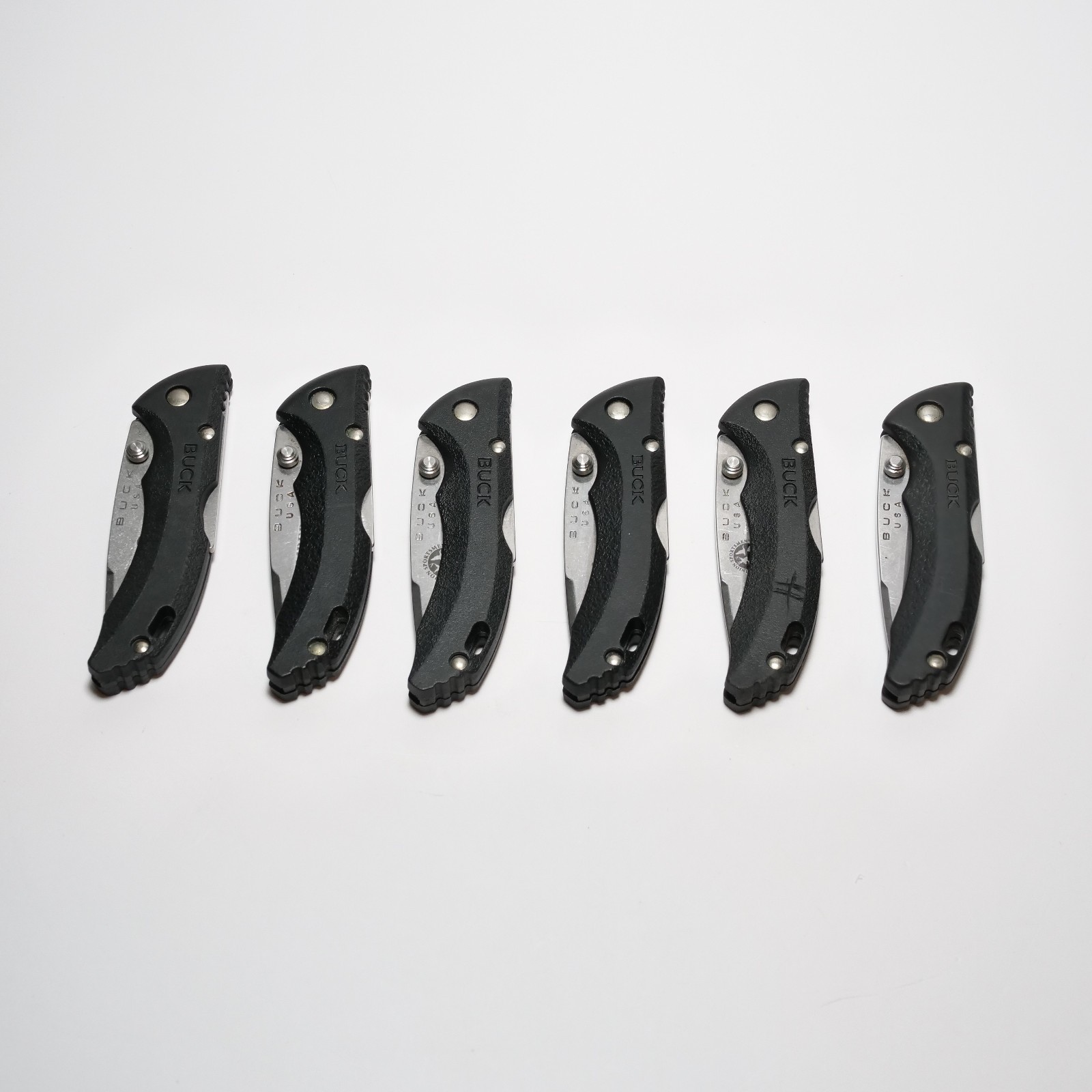 Buck 284 USA Bantam Black Handle Lockback Pocket Knife Lot of 6 Branded Nice