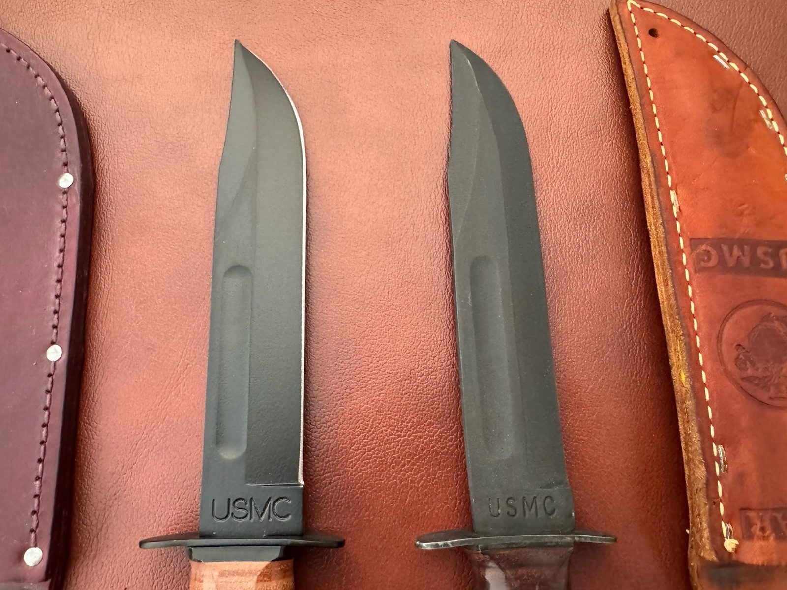 Lot Of 2 Ka-Bar 1217 USMC Fixed Blade Fighting Knives Made In USA