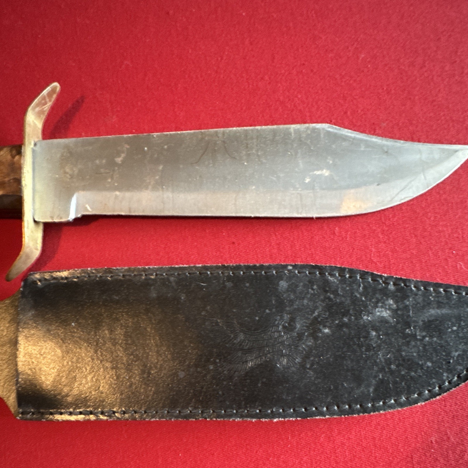 Fixed Blade Hunting Bowie Knife Full Tang Wood Handle Clip Point w/ Sheath