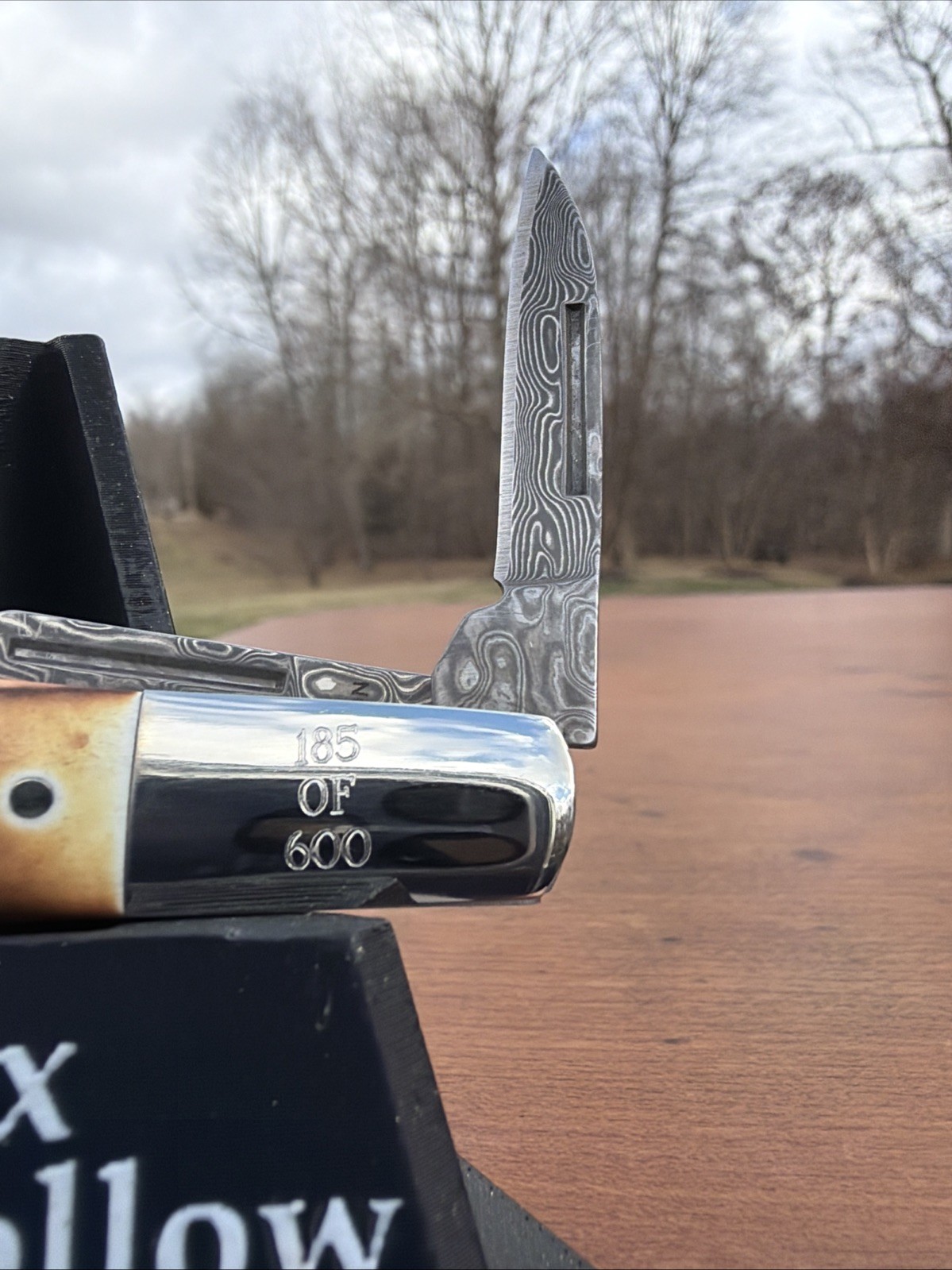 BEAR & SON INDIA STAG BONE DAMASCUS STEEL BCGS281D 1/2 BABY BARLOW KNIFE