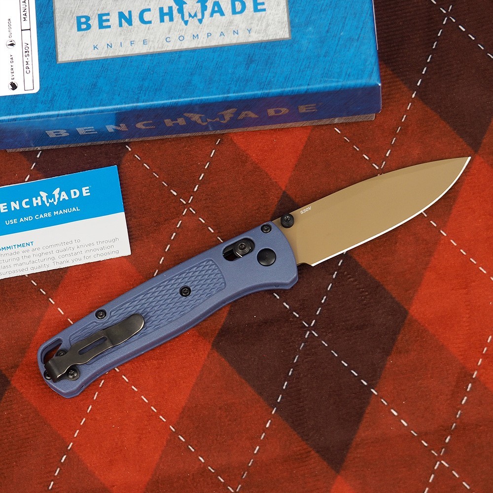 Benchmade 535FE-05 Bugout Crater Blue Grivory Handle S30V Blade Folding Knives