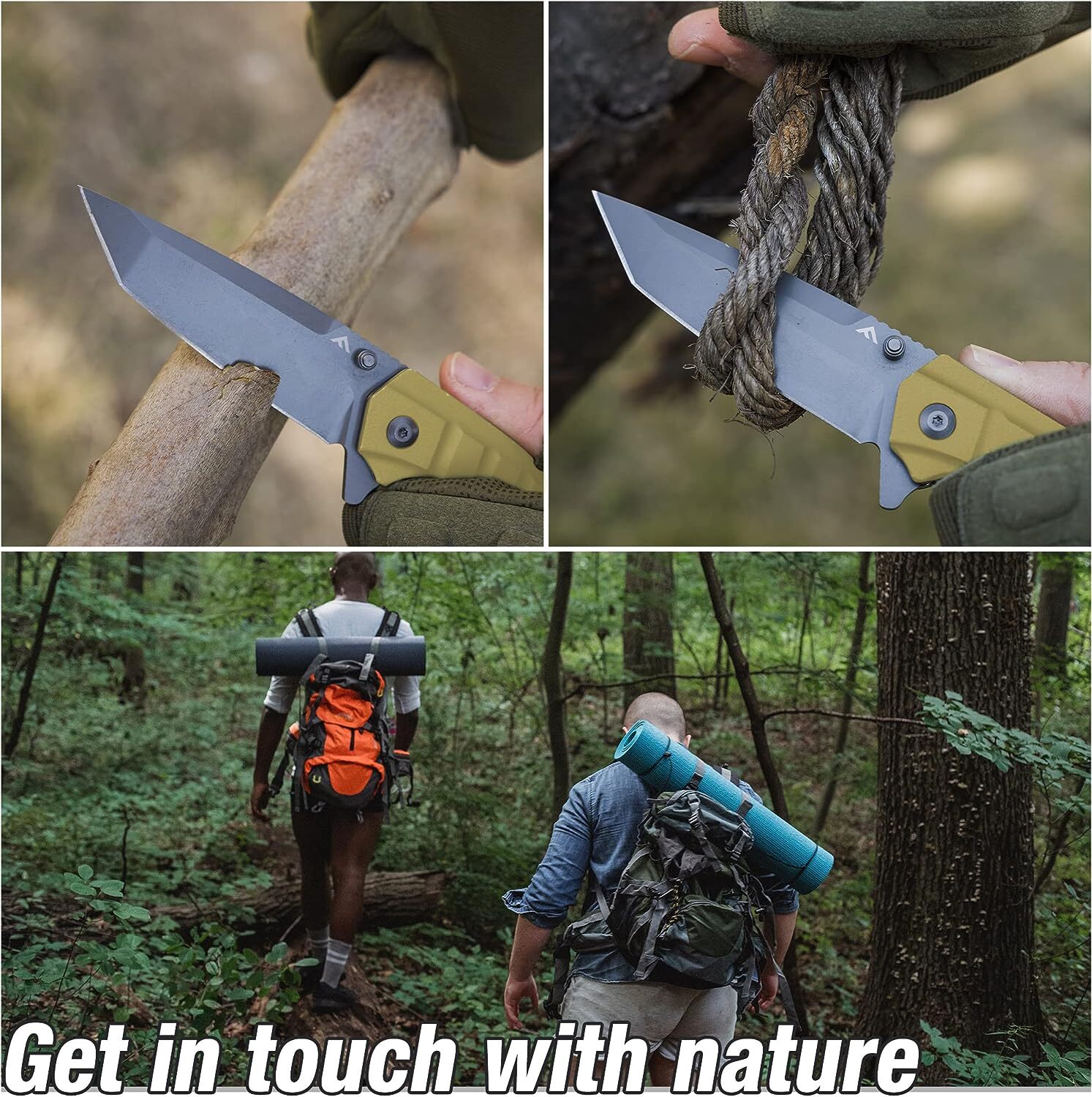 FLISSA Folding Pocket Knife Tactical Knife Tanto Blade w/Liner Lock Pocket Clip