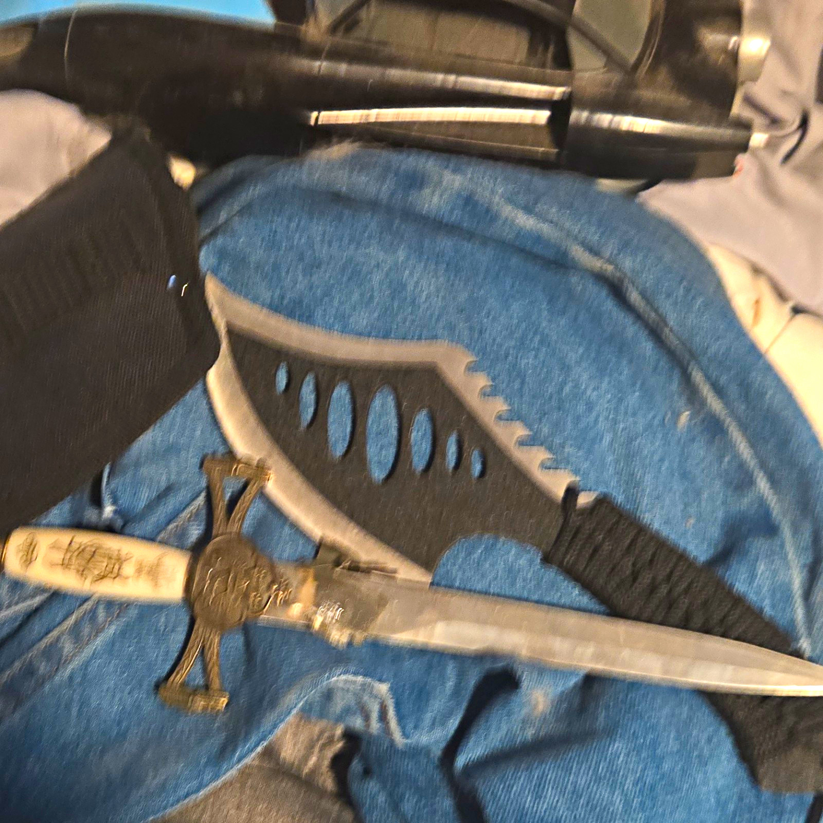 Double-Edged Dagger, Stainless Steel Blade, Black Plastic Handle
