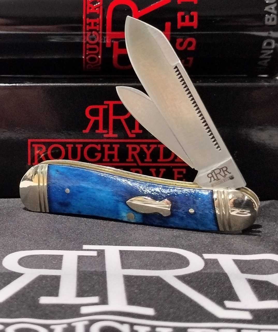 Rough Ryder Reserve Hog Leg Peanut Blue Bone D2 Tool Steel Pocket Knife RRR049