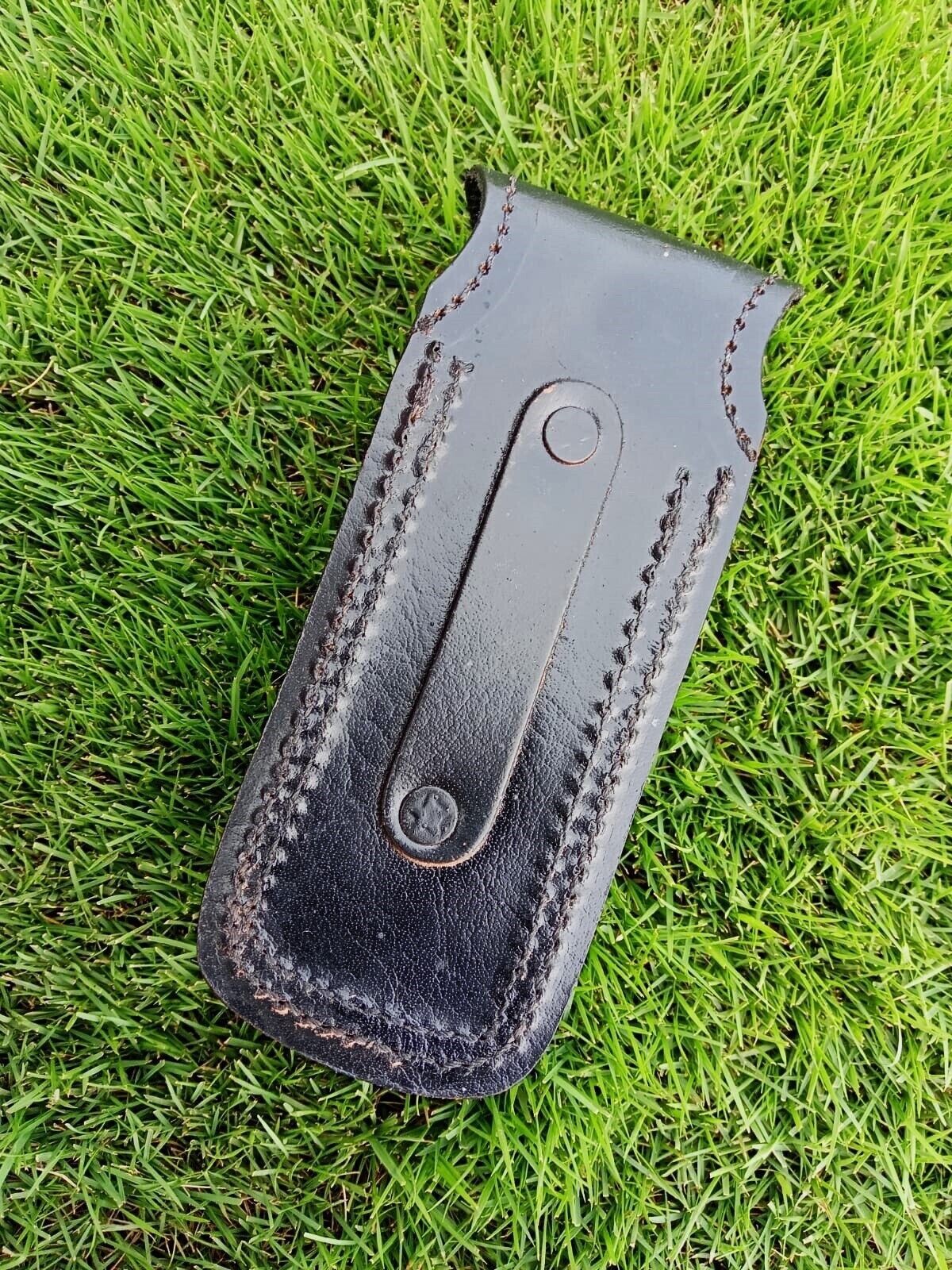 Pocket Folding Knife Genuine Sheath 5.5″ Leather Belt Holster Cover (Black)