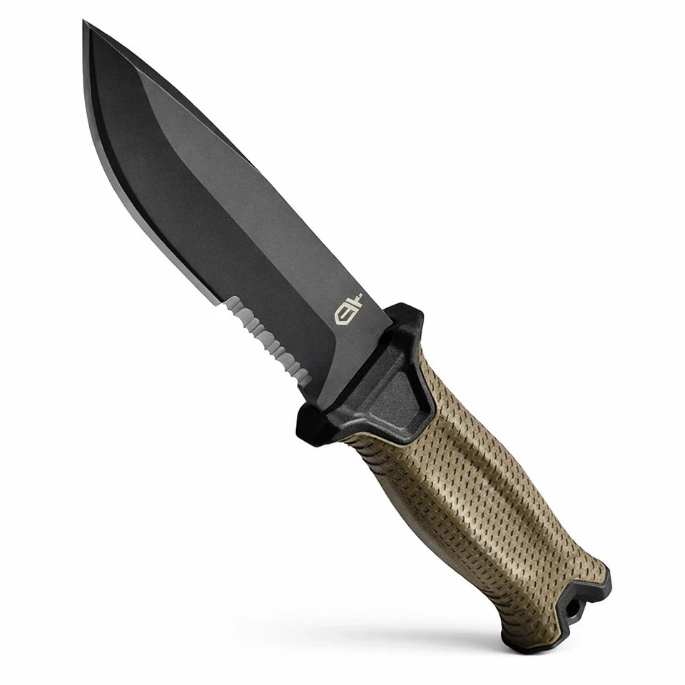 Gerber StrongArm Fixed Blade Survival Knife Coyote Brown Serrated Edge New