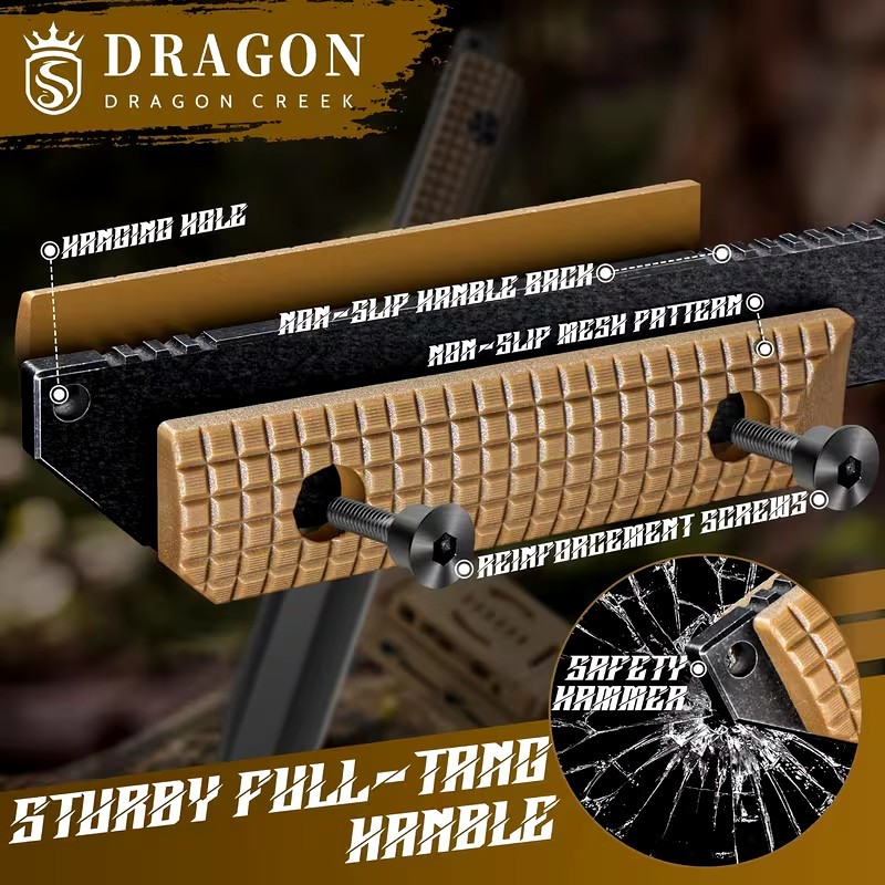New 11″ Fixed Blade Tactical Knife Custom Design Tanto Blade Deluxe Sheath Tan